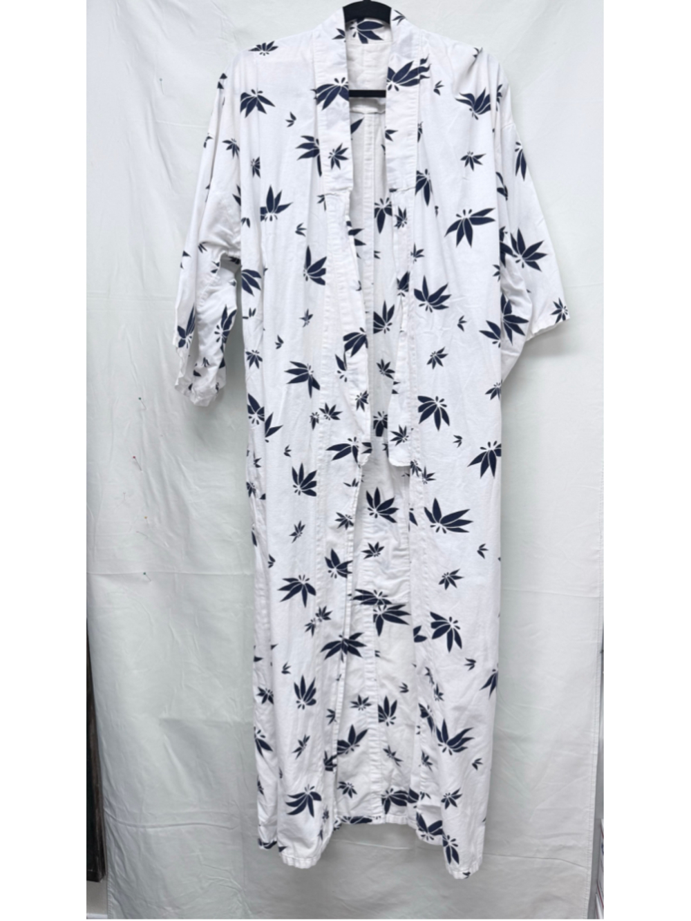 Women's Unbranded Leaf Print Kimono Robe White Blue One size